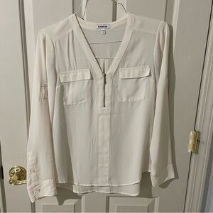 Express Women's Ivory Blouse with Front Zipper